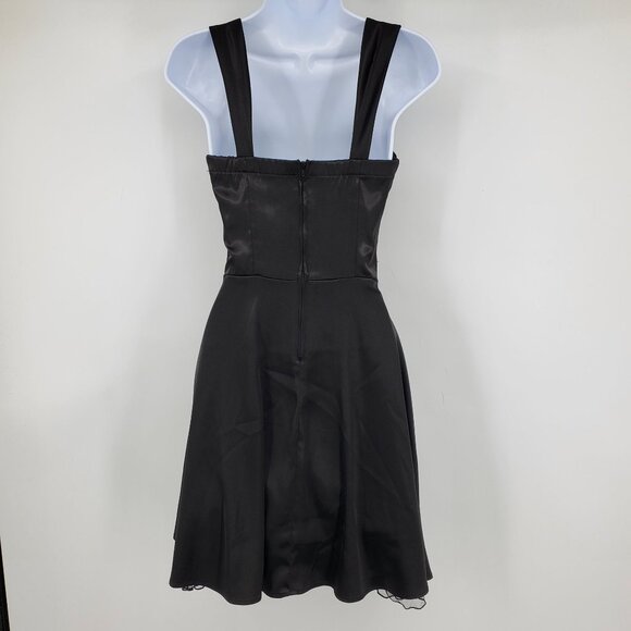 Vintage Ruby Rox Black Satin Y2K Witchy Whimsigoth Square Neck Mini Dress 3 - Picture 2 of 7